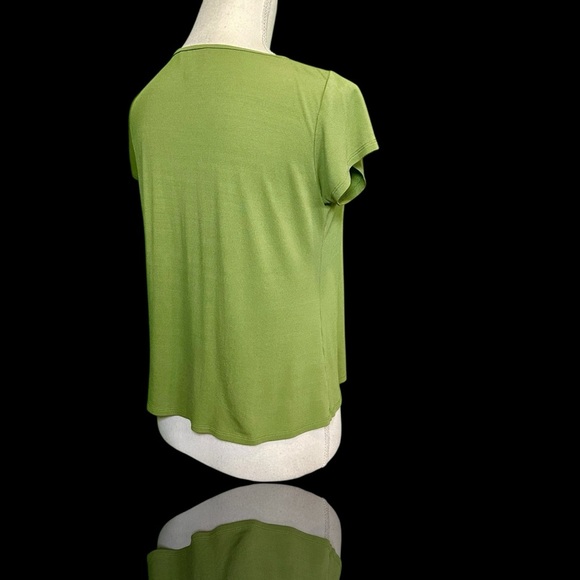 Eileen Fisher 100% Silk ‘Balletneck Cap Sleeve Top’ in “Edamame” Green Size SP - Picture 9 of 14